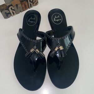 JACK ROGERS ‘Alana’ Tassel Jelly Sandals in Black